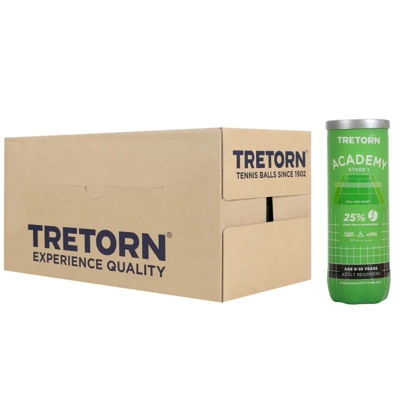 Carton De 24 Tubes De 3 Balles Tretorn Academy Green 1 Carton De 24 Tubes De 3 Balles Tretorn Academy Green