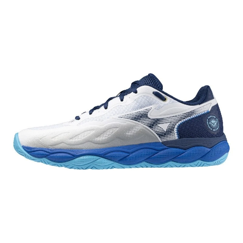 Chaussure Mizuno Wave Enforce Court AC Toutes Surfaces Blanc/bleu 2 Chaussure Mizuno Wave Enforce Court AC Toutes Surfaces Blanc/bleu – Image 2